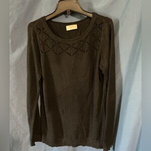 LOFT Elegant Black Crew Neck Sweater